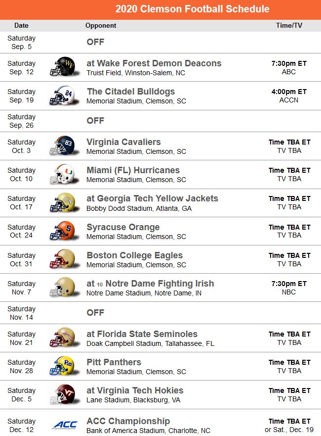 clemson football schedule print your brackets